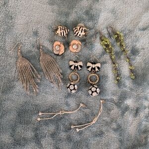 Elegant Silver and Black Earrings Set